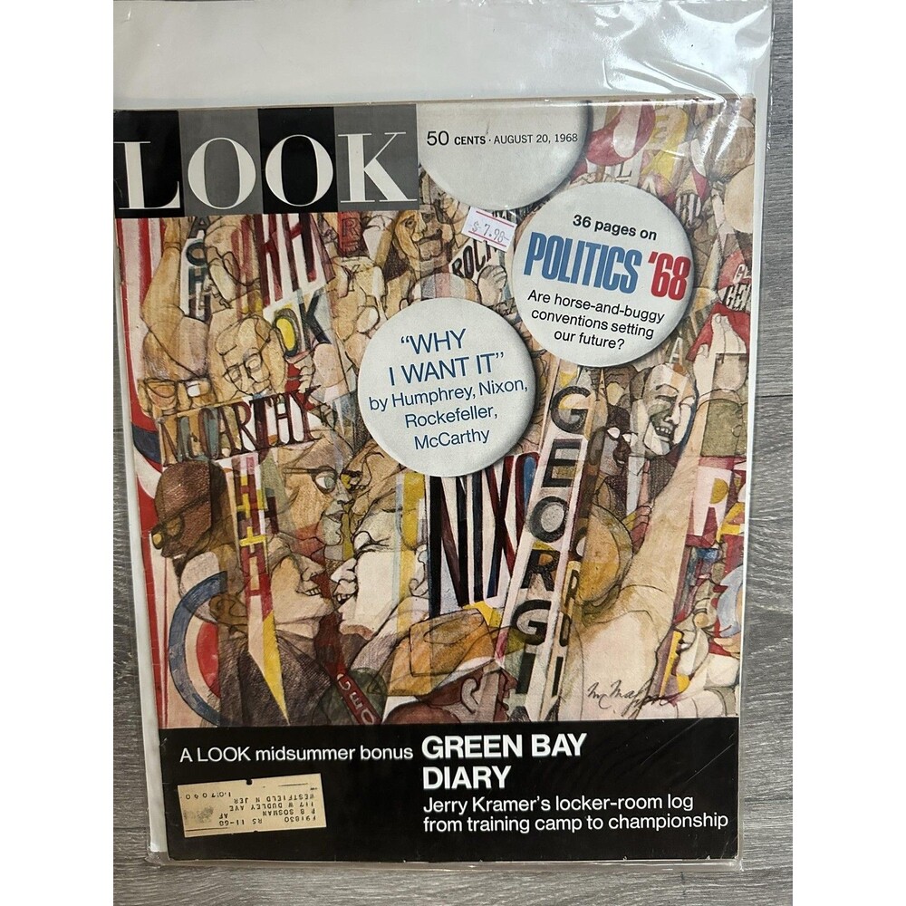 Look Magazine August 20 1968 Issue Politics Sports Softcover Photojournalism